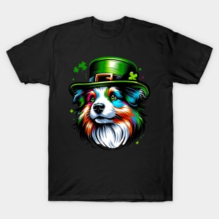 Miniature American Shepherd Enjoys Saint Patrick's Day T-Shirt